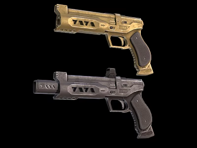 Two Different Colored Handguns With Modern Tactical Design And Grip Features 3d model