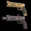 Two Different Colored Handguns With Modern Tactical Design And Grip Features