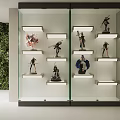 Modern Display Cabinet Shelving with Glass Doors and Layered Shelves for Collectible Action Figurines
