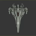 Streamlined Silver Sci Fi Spaceship Model With Multiple Wings And Red Seats