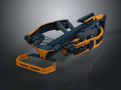 Black and Orange Industrial Mechanical Device With Complex Articulated Parts Structure 3d model