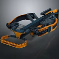 Black and Orange Industrial Mechanical Device With Complex Articulated Parts Structure