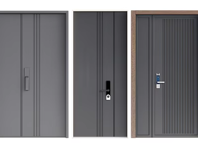 Modern Security Doors With Different Panel Designs And Secure Lock Systems 3d model