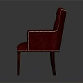 Elegant Single Sofa With Diamond Tufted Leather Armrest And Wooden Legs
