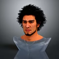Game and Movie Character With Black Spiky Hair Facial Beard Transparent Shoulder Model 3D Render