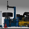 Car Repair Hardware Tools Including Tire Changer Air Compressor and Jack 3d model