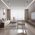 Modern Living Room Interior With Light Gray Sofa Coffee Table And Round Wall Art