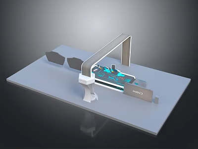 MALCO Mechanical Device On Platform With Frame Structure And Blue Control Panel 3d model