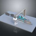 MALCO Mechanical Device On Platform With Frame Structure And Blue Control Panel 3d model