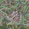 Aerial View Urban Planning With Green Rooftops Modern Buildings And Road Layout