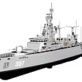 Modern Naval Warship Number 357 With Antenna Radar Systems And Deck Equipment