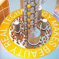 2023 Technology Exhibition Installation With Modern Orange White Structures And 3D Design