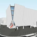 Modern White Building With Angular Design Glass Windows And Urban Exterior Setting