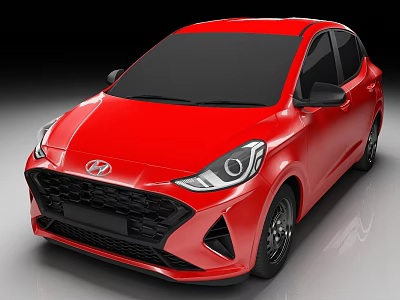 Stylish Red Hyundai Car Featuring Sporty Front Design And Black Wheels 3d model