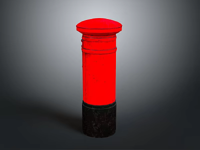 Vintage Red Postbox With Classic Design Black Base Against Gray Background 3d model
