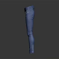 Blue Slim Fit Pants With White Stitching Detail For Fashionable Look