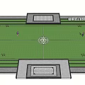 New Chinese Style Gateball Court with Green Lawn and Central Layout Featuring Traditional Architectural Elements