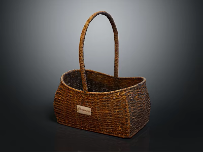 Handwoven Brown Wicker Basket With Handle For Daily Storage And Organizing 3d model