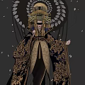 Traditional Bride In Elaborate Headdress With Dragon Embroidered Kimono And Flying Butterflies