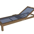 Outdoor Lounge Chair with Wooden Frame Black Mesh Seat Adjustable Backrest and Wheels