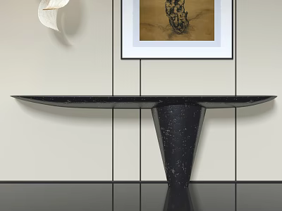 Foyer Hallway Interior With Black Console Table And Framed Artwork On Light Colored Walls 3d model
