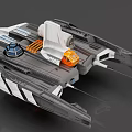 Detailed Sci Fi Model Spaceship With Gray White Orange Components And Engine Parts 3d model