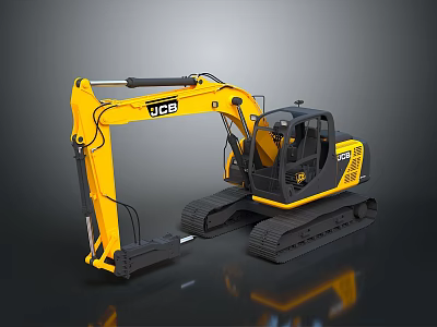 JCB Yellow Crawler Excavator With Cab Mechanical Arm And Heavy Duty Design 3d model