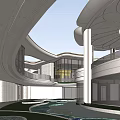 Lush Indoor Atrium Garden With Curved Roof Water Feature And Green Plants