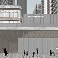 Modern Entrance Gate Design For Urban Plaza With Elegant Facade And High Rise Buildings