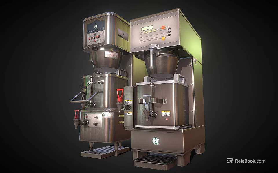 Stainless Steel Commercial Processing Machines With Digital Control Panels And Dispensing Units 3d model 