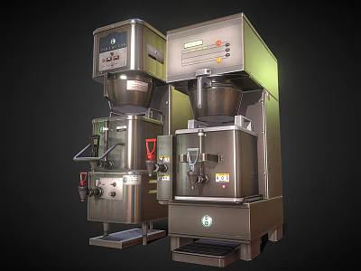 Stainless Steel Commercial Processing Machines With Digital Control Panels And Dispensing Units 3d model