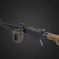 Vintage Rifle With Wooden Stock Black Metal Body And Magazine