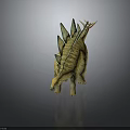 Stegosaurus Dinosaur Model With Yellow Body Green Plates Detailed Design