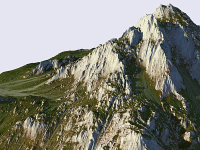 Garden Landscape Featuring Rocky Mountain Peaks And Lush Green Natural Slopes 3d model