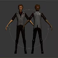 3D Character Model Design With Front Back View Curly Hair Vest Pants And Casual Outfit