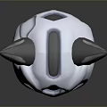 Game Character Head 3D Model With White Mask Design Gray Ears Blue Eyes And Teeth