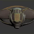 Weapon Protective Armor With Metallic Chest Plate Helmet And Structured Futuristic Design