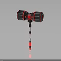 Modern Black And Red Mechanical Device With Dual Circular Components And Support Structure 3d model