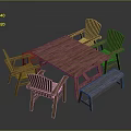 Natural Rustic Wooden Dining Table Set With Chairs And Bench Furniture Design