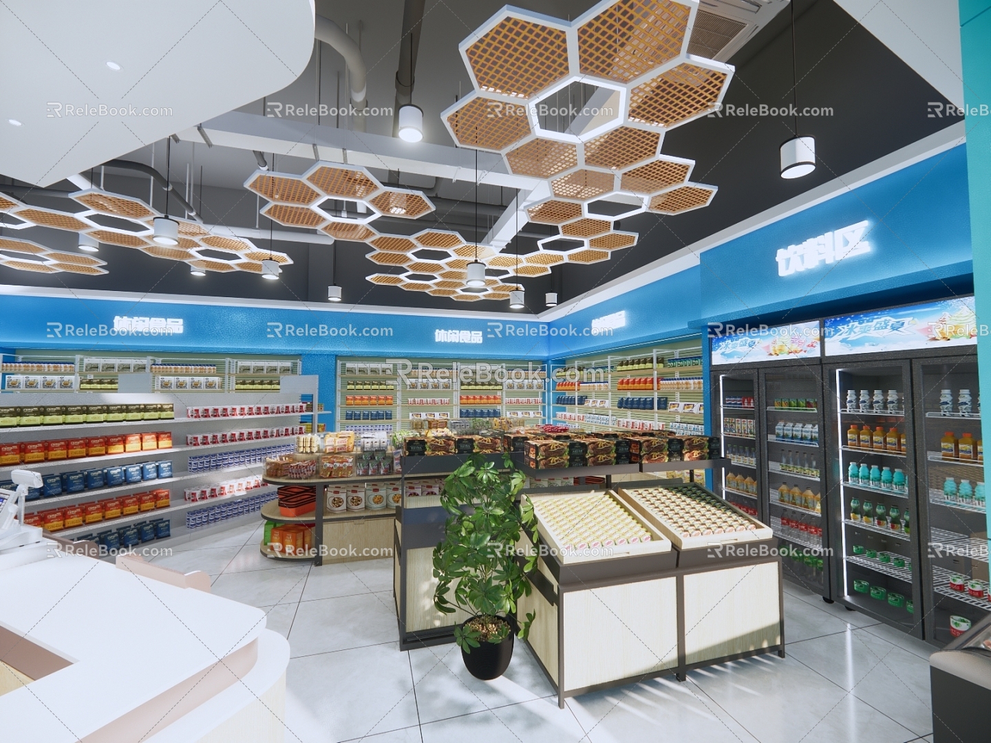 modern supermarket space commercial space supermarket 3d model