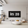 Modern Living Dining Room Interior With Beige Sofa White Coffee Table Floor Lamp And Bookshelf