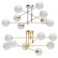Modern White Globe Chandelier With Golden Metal Frame For Living Room Dining Area