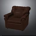 Stylish Red Upholstered Armchair With Comfortable Tufted Backrest And Plush Armrests