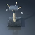 Sturdy Cat Scratching Post With Square Base Sisal Pole And Hanging Balls 3d model