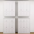 Four White Wardrobes In Modern Interior Design With Doors Drawers And Metal Handles