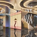 Modern KTV Interior With Neon Lights And Stylish Decor 3d model
