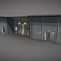 Futuristic Sci Fi Facility Design With Metal Panels Illuminated Doors And Glowing Lights