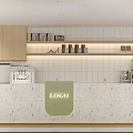 Modern Bubble Tea Shop Interior With Marble Counter Coffee Machines And Tile Walls Design