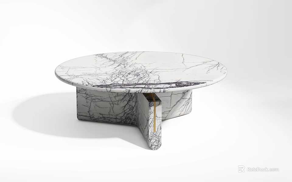 Modern Marble Coffee Table With Round Top And Unique Base Structure 3d model