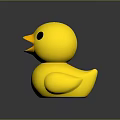 Cute Yellow Rubber Duck Toy with Orange Beak on Dark Reflective Surface